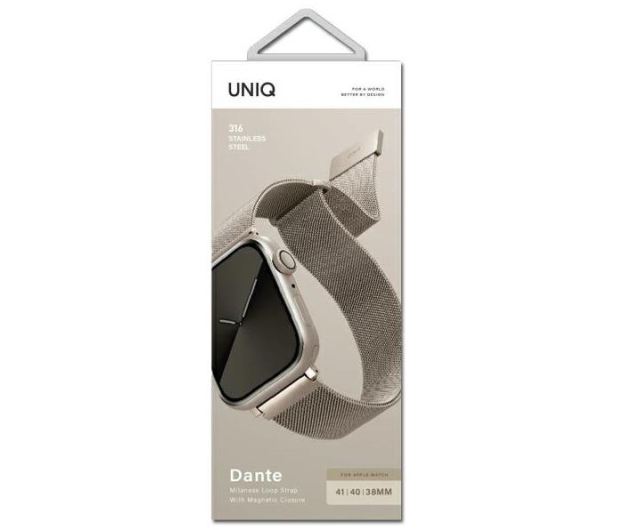Uniq Pasek Dante Apple Watch Series 1/2/3/4/5/6/7/8/9/SE/SE2 38/40/41mm Stainless Steel starlight - 1082140 - zdjęcie 3